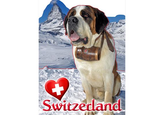 2D-Magnete MDF Holz Bernhardiener mit Matterhorn