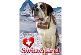 2D-Magnete MDF Holz Bernhardiener mit Matterhorn