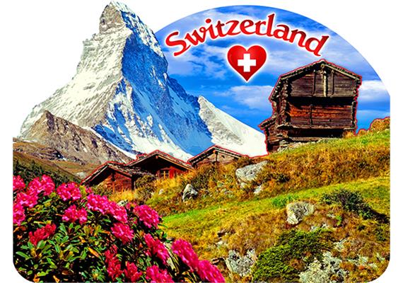 2D-Magnete MDF Holz Switzerland Matterhorn Herz
