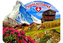 2D-Magnete MDF Holz Switzerland Matterhorn Herz