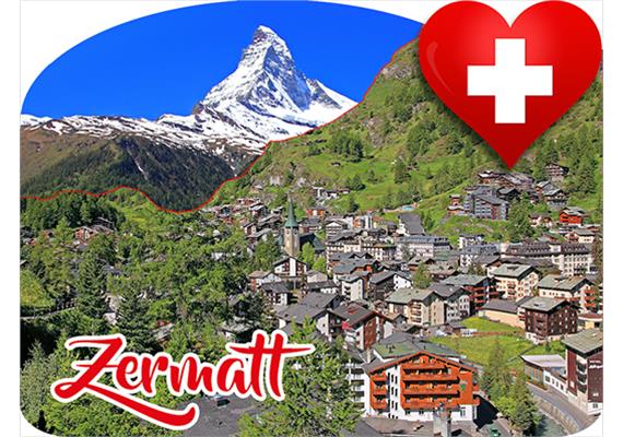 2D-Magnete MDF Holz Zermatt mit Matterhorn u. Herz