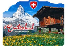 2D-Magnete MDF Holzstadel m. Matterhorn und Wappen