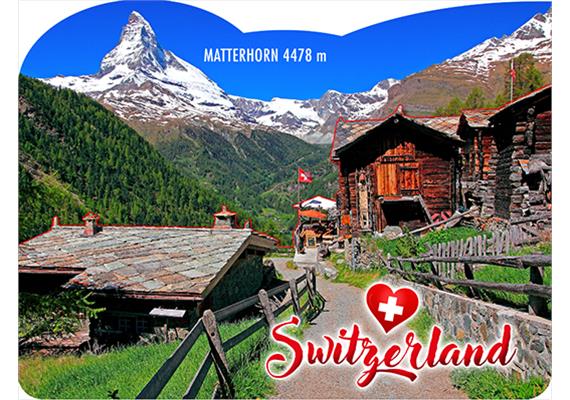 2D-Magnete MDF Holzstadel mit Matterhorn und Herz