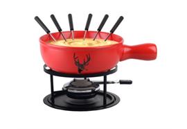 9 Käsefondue – Set «Hirschkopf», 9-teilig, rot
