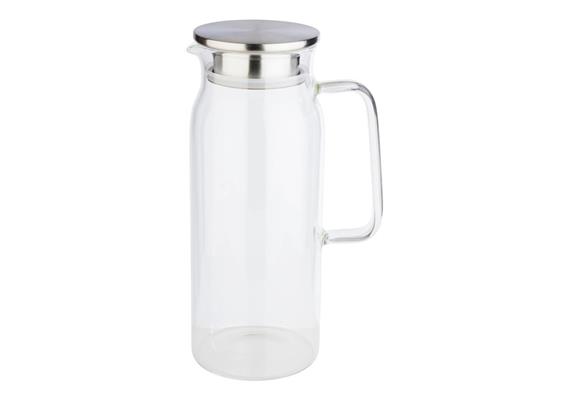 APS Saft- / Wasserkanne 10x14cm H26cm Glas Edelstahl Silikon