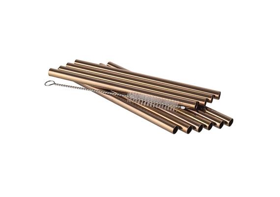 APS Trinkhalme 11er Set Edelstahl l:15 cm Kupfer