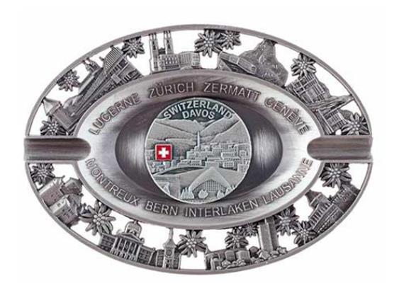 Aschenbecher Metall Oval mit Schweizer Städten