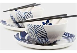 Asia Geschirr-Set Flowers weiss