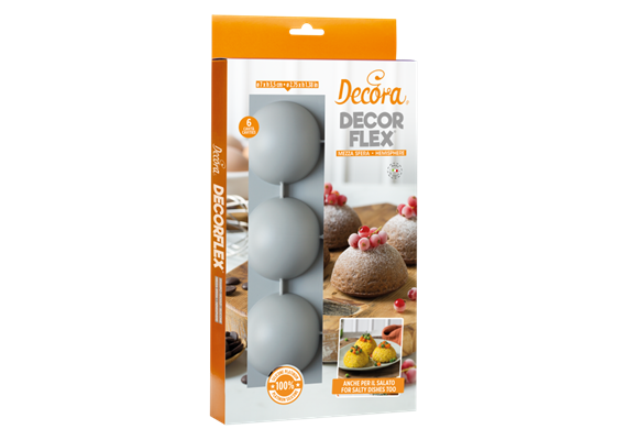 Backform Silikon Hemisphere 30x17 cm für 6 Halb-Kugeln ø 7 cm