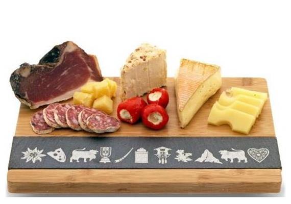 Bamboo- Brettli mit Schiefereinlage "Typisch Schweiz" Bamboo- Brettli mit Schiefereinlage "Typisch Schweiz"