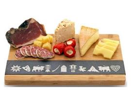 Bamboo- Brettli mit Schiefereinlage "Typisch Schweiz"