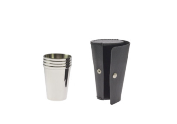 Becher 3cl 4Stk. Lederetui schwarz Becher 3cl 4Stk. Lederetui schwarz