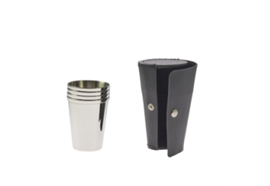 Becher 3cl 4Stk. Lederetui schwarz