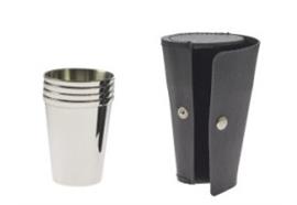 Becher 3cl 4Stk. Lederetui schwarz