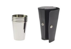 Becher 9cl 4Stk. Lederetui schwarz