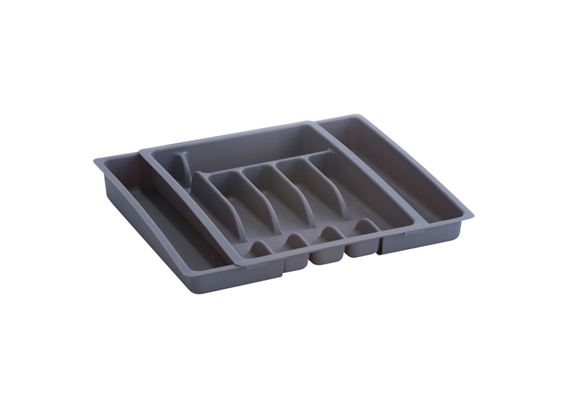 Besteckkasten grau ausziehbar 29-50x38x6.5 cm