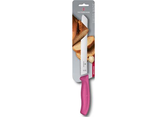 Brotmesser mit Wellenschliff 21cm pink Blister