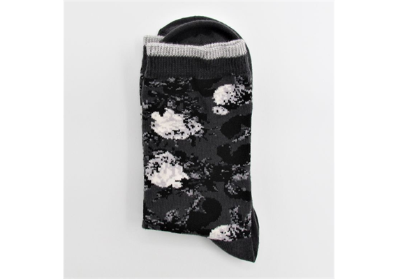 Damensocke grau 36-41 mit Blumenmuster