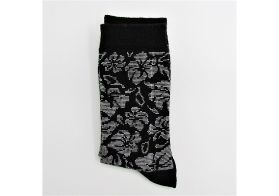 Damensocke schwarz 36-41 mit Blumenmuster