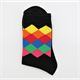 Damensocke schwarz 36-41 mit farbigen Quadraten