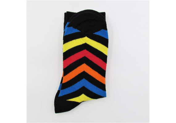 Damensocke schwarz 36-41 mit farbigen Streifen