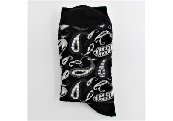 Damensocke schwarz 36-41 mit grau-weissem Muster