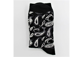 Damensocke schwarz 36-41 mit grau-weissem Muster