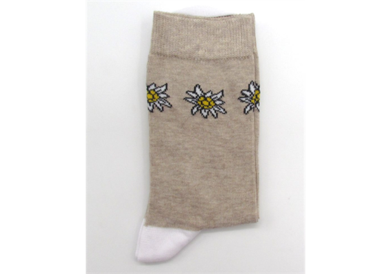 Damensocken Edelweiss weiss-baige 36-41