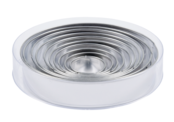 Dose 13cm, 10 Ringe Edelstahl glatt