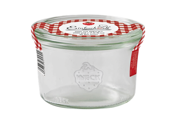 Einmachglas Sturzform mit Glasleckel 200 ml ø 80 m Weck