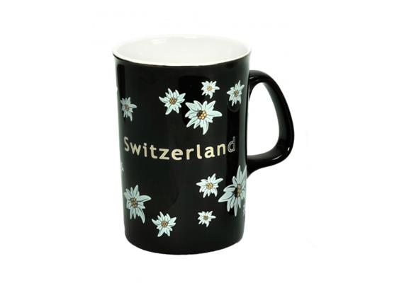 Espressotasse schwarz mit Edelweiss