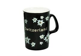 Espressotasse schwarz mit Edelweiss
