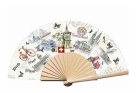 Fächer weiss mit City Motiv