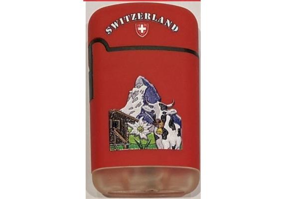 Feuerzeug rot Matterhorn / Relief Design farbig
