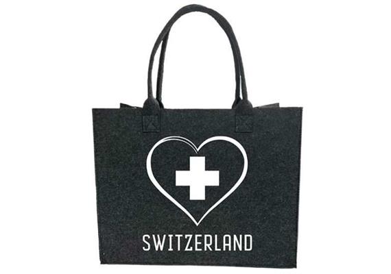 Filztasche Shopper Small Switzerland Herz anthrazi