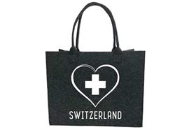 Filztasche Shopper Small Switzerland Herz anthrazi