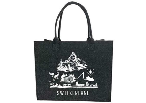 Filztasche Shopper Small Zermatt Symbole anthrazit