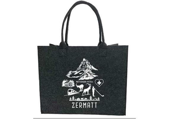 Filztasche Shopper Small Zermatt Symbole anthrazit