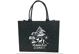 Filztasche Shopper Small Zermatt Symbole anthrazit