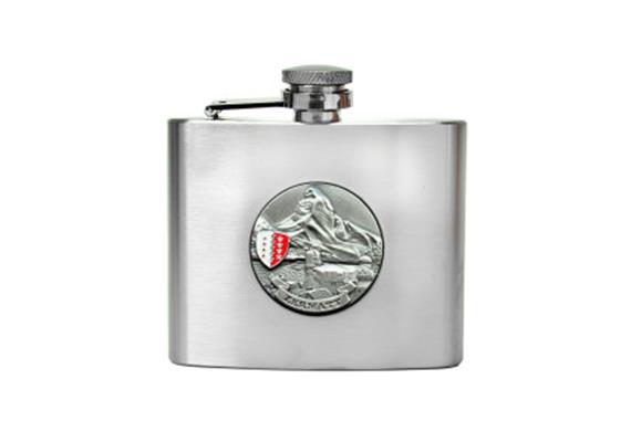 Flachmann Aluminium mit Zermatt Münze 4oz