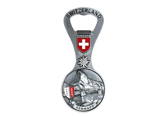 Flaschenöffner Zinn Optik mit Bild Zermatt