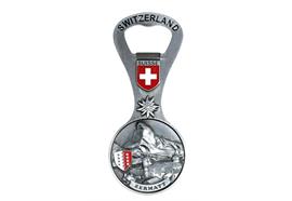 Flaschenöffner Zinn Optik mit Bild Zermatt