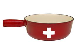 Fondue-Caquelon Schweizerkreuz 21 cm rot