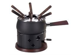Fondue Set "CH-Kreuz Akazien-Look" für Gemüse und Fleisch