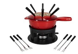 Fondue - Set "two in one", rot schwarz, 16-teilig