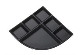 Fondue Teller "Dreieck" für Gemüse und Fleisch, schwarz, eckig, 25.5 x 25.5 x 2.5 cm