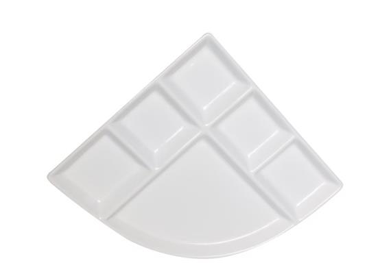 Fondue Teller "Dreieck" für Gemüse und Fleisch, weiss, eckig, 25.5 x 25.5 x 2.5 cm