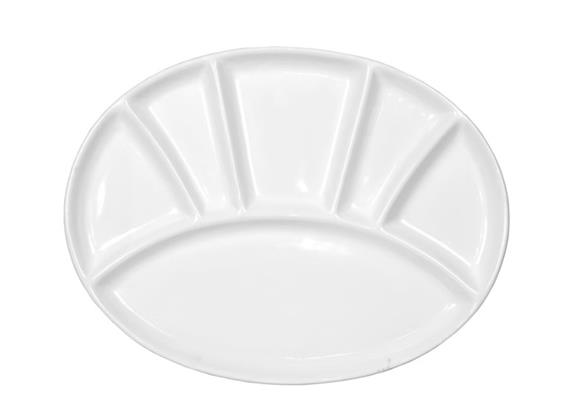 Fondue Teller "OV" für Gemüse und Fleisch,weiss, oval, 30 x 22 x 2.5 cm