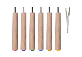 Fonduegabeln "Birke" für Gemüse und Fleisch, Kunststoffgriff-Holzoptik, 6 Stück