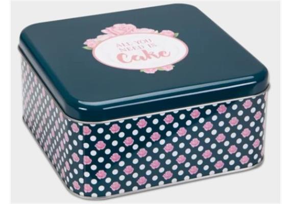 Gebäckdosen All You need is Cake quadr. bunt ca. 21 x 21x 10 cm